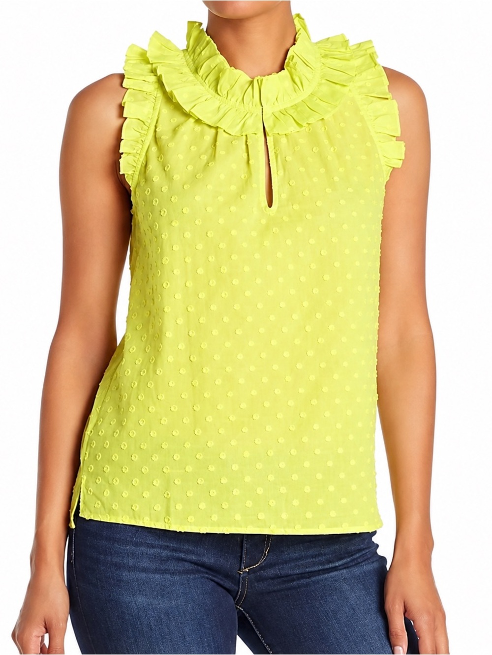 J.Crew Parquet Swiss Dot Ruffle Neck Blouse NWT